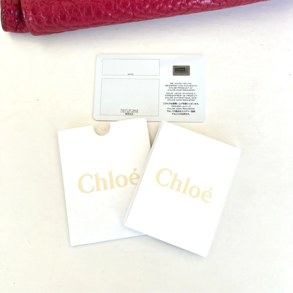 CHLOE Dree Red Structured Pebbled Leather Gold Hardware Shoulder Tote Satchel
